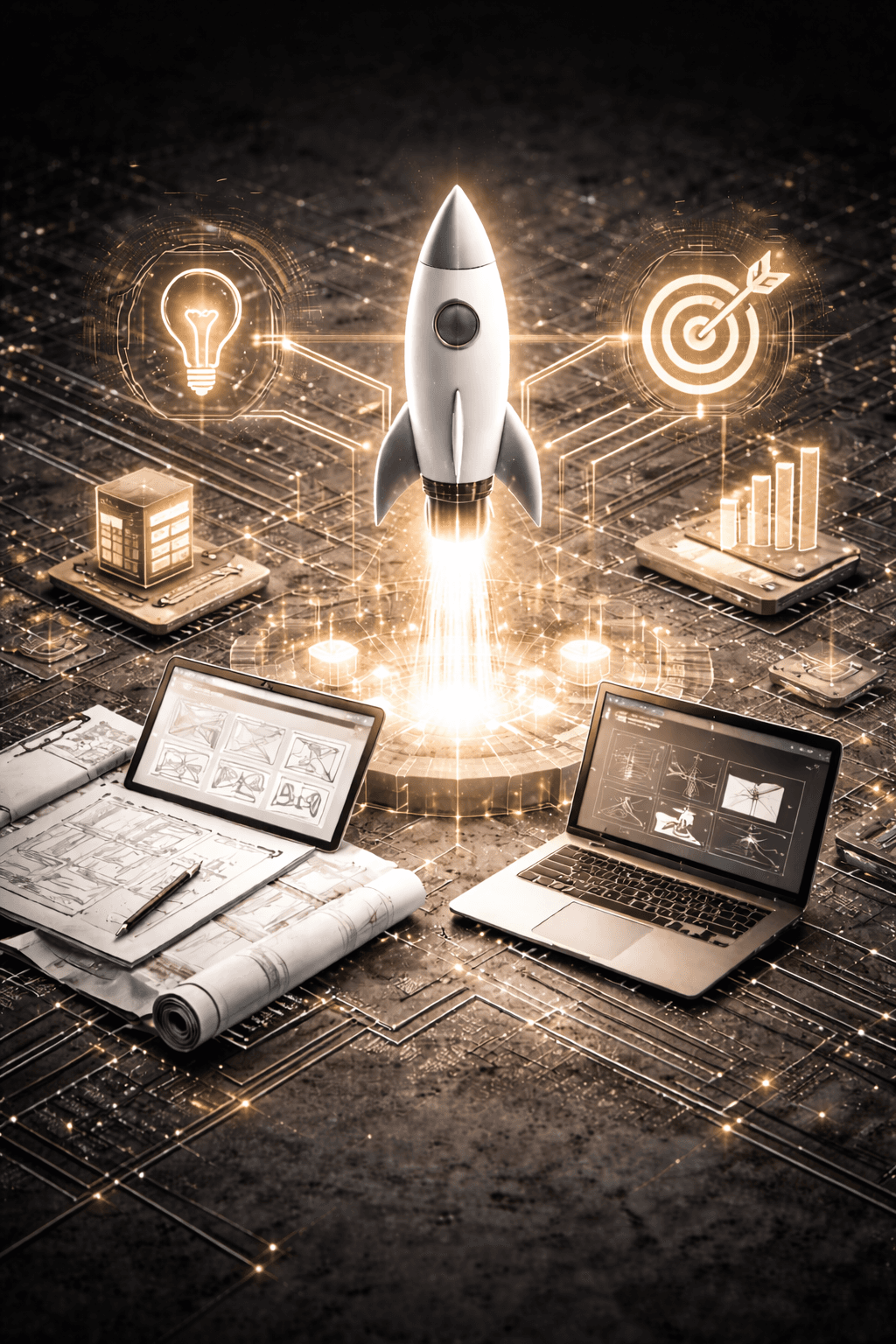 Product planning session with wireframes